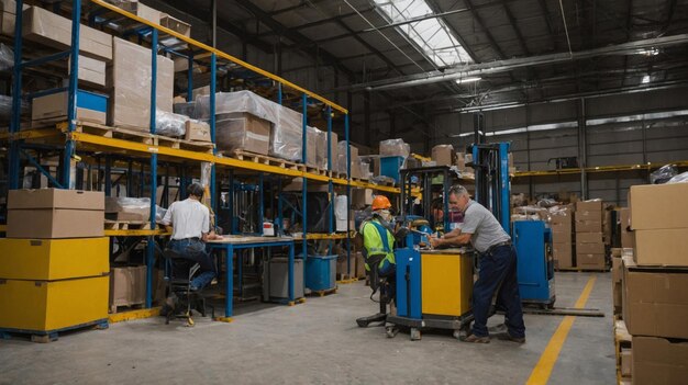 Photo people working together in an warehouse