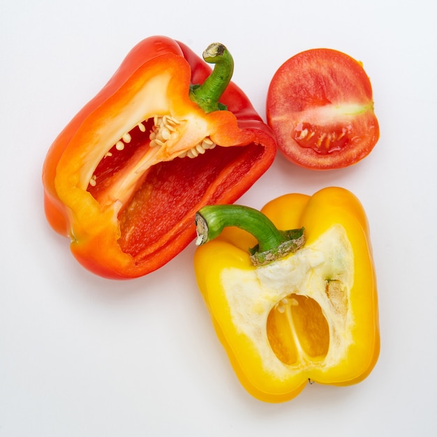 Peper slice in the section on a white background