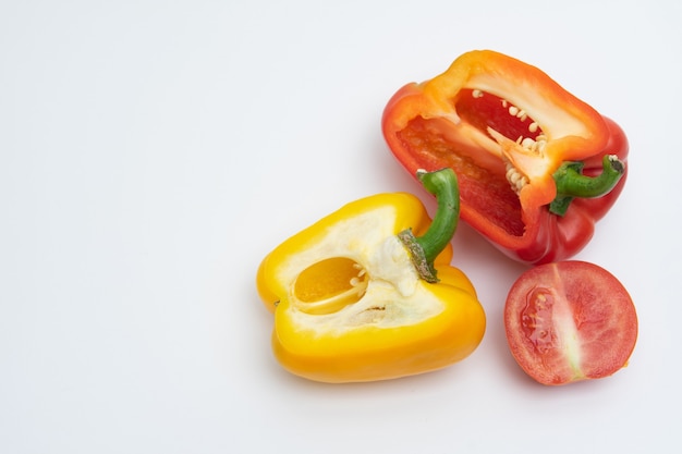 Peper slice in the section on a white background