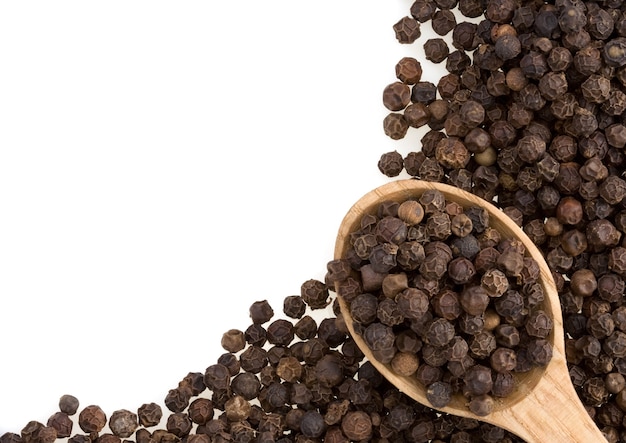 Pepper spices and spoon isolated 