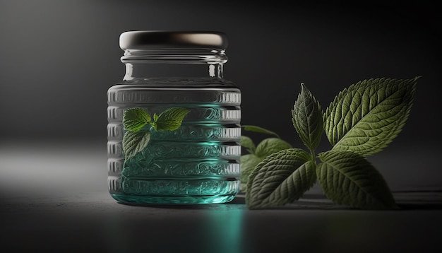 Peppermint oil in a jar Generative AI