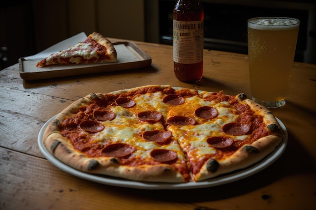 Pepperoni and onion pizza with homemade tomato sauce and mozzarella cheese