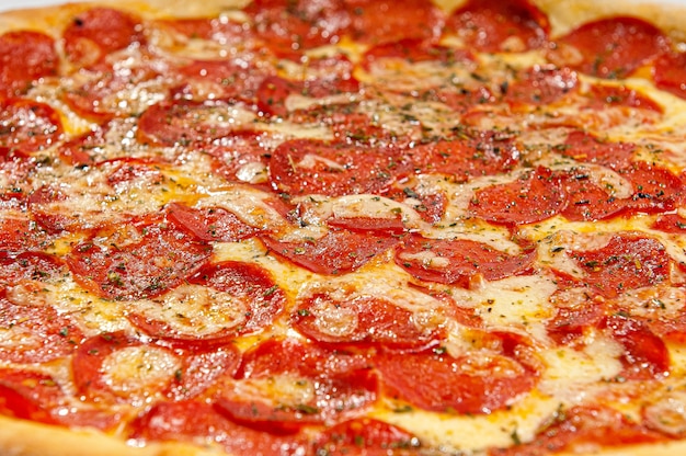 Pepperoni pizza close up