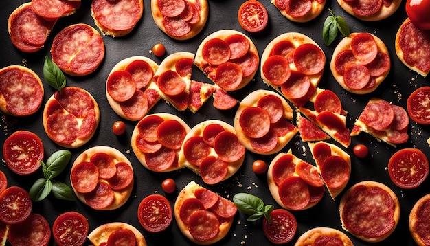 Photo pepperoni pizza cut into slices