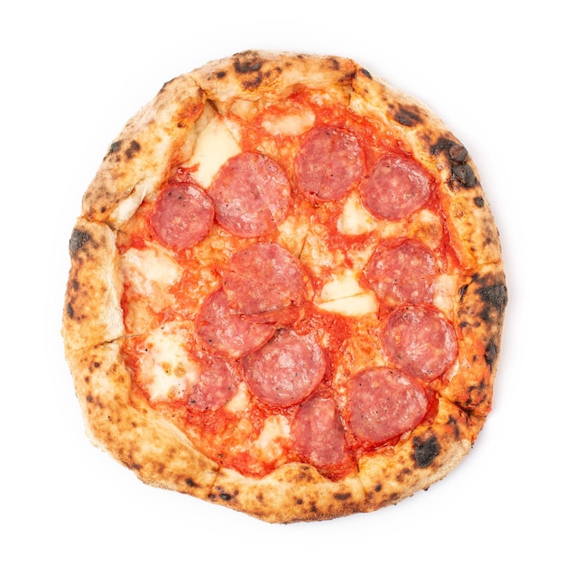 Pepperoni pizza isolated on white background neapolitan style pizza with salami