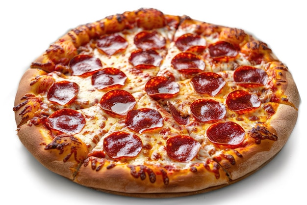 Pepperoni Pizza Isolated on a White Background with Clipping Path