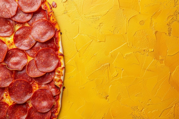 Pepperoni pizza slices on yellow