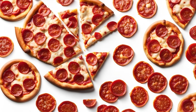 Pepperoni pizza on white background