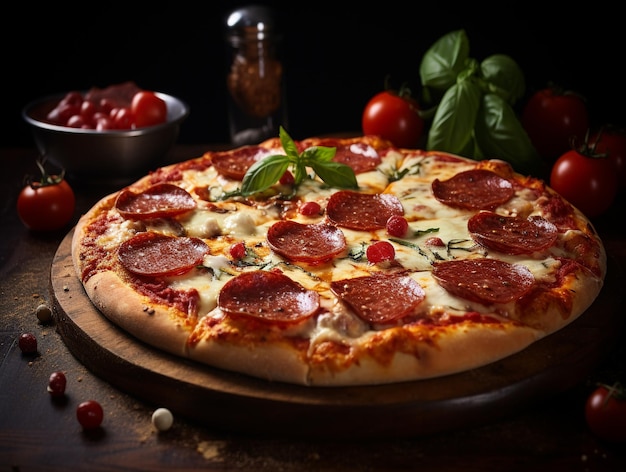 Pepperoni Pizza with Mozzarella cheese Italian pizza