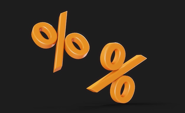 Percent percentage sign percentile symbol interest rate sale finance discount icon black red gold yellow green blue 3d rendering