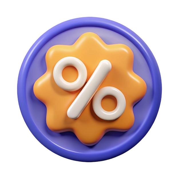 Percent sign Percentage discount sale promotion concept 3d vector icon illustration