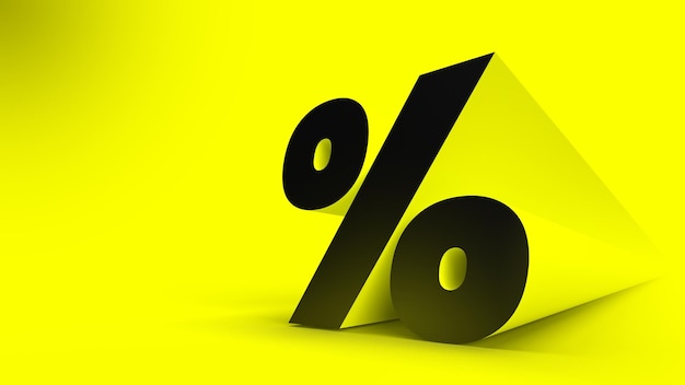 Percent signs on clean empty yellow background