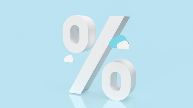 The percent symbol for interest rate or tax concept 3d rendering