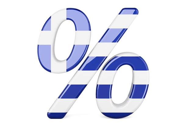 Percent with Greek flag 3D rendering