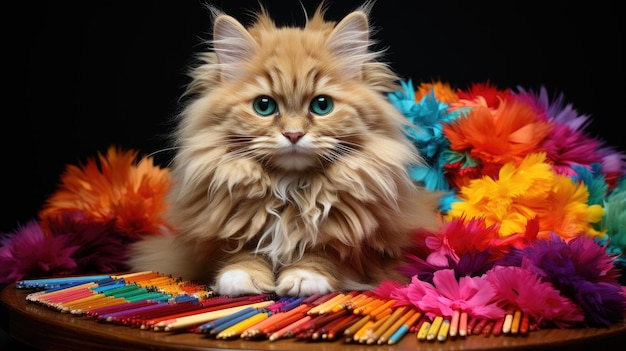 Percian cat with long hair HD 8K background Wallpaper Stock Photographic image