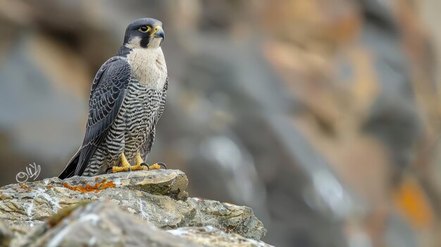 Photo peregrine falcon perched on a rock