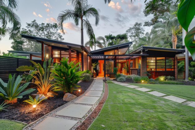 Perfect Blend Stunning House with Tropical Garden and Modern Natural Design