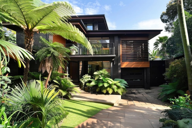 Perfect Blend Stunning House with Tropical Garden and Modern Natural Design