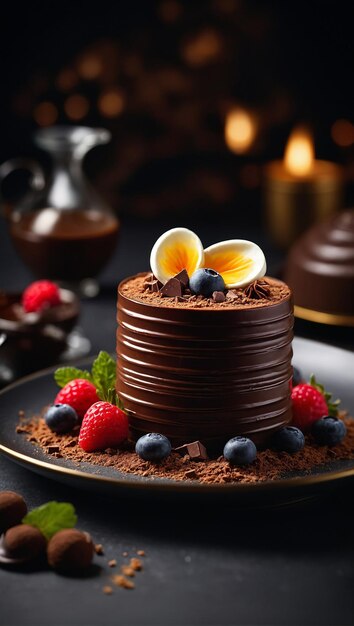 a perfect chocolate dessert ultrarealistic food photograph