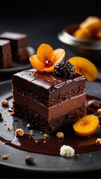 a perfect chocolate dessert ultrarealistic food photograph