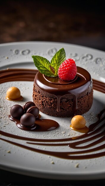 a perfect chocolate dessert ultrarealistic food photograph