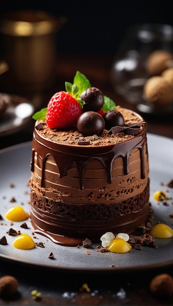 a perfect chocolate dessert ultrarealistic food photograph