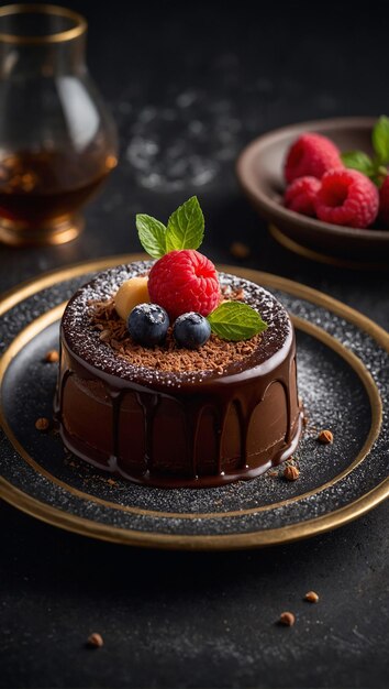 a perfect chocolate dessert ultrarealistic food photograph