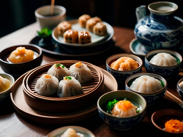 A perfect dim sum brunch and the dishes included are arranged in a harmonious meal