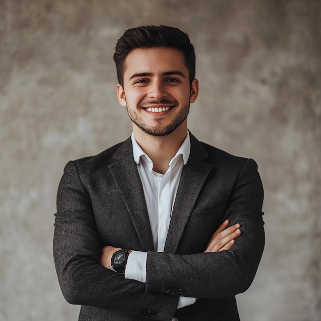 Perfect man Portrait of happy fashionable handsome man