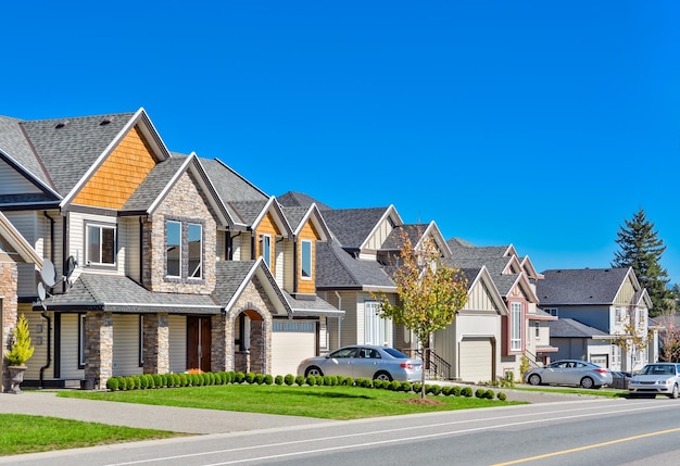 A perfect neighborhood of family houses in suburban area of Vancouver