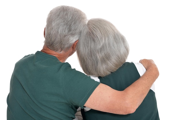 Perfect old couple isolated on white background