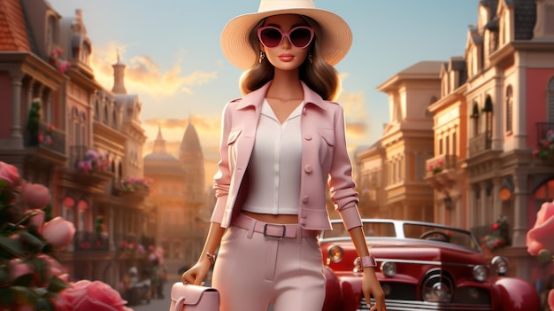 Perfect outfit Fashionable stylish adorable Barbie Created with Generative AI