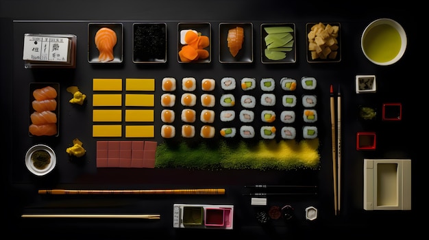 Perfect sushi knolling generative ai