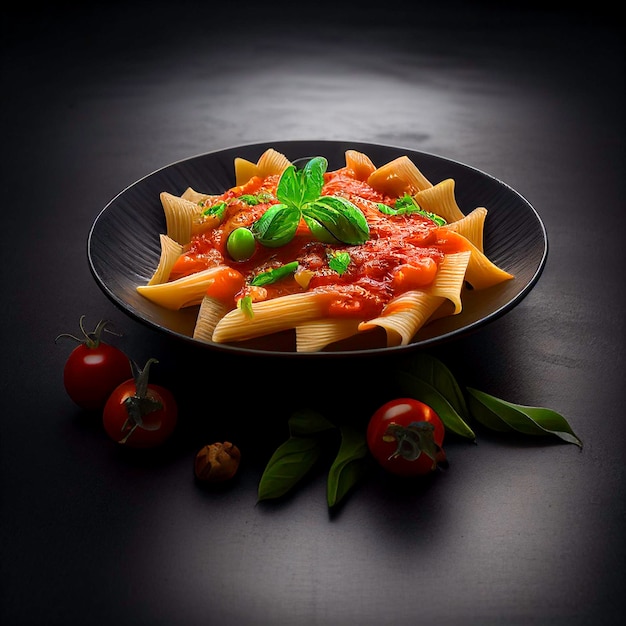 Perfect Tomato Pasta with Sprinkles of BasilGenerative AI