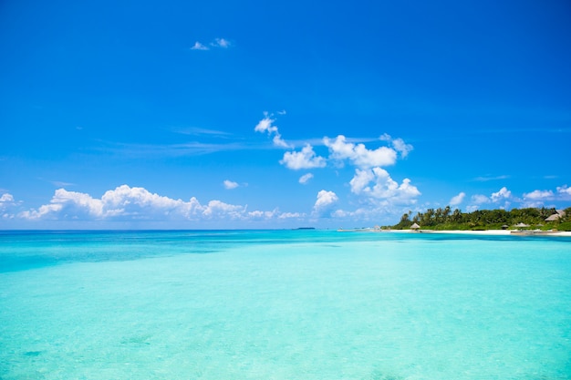 Perfect white beach with turquoise water at ideal island