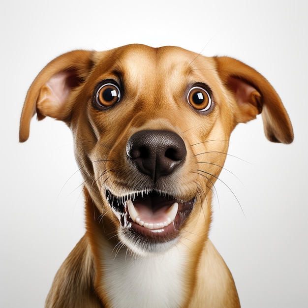 Perfectly Exuberant Surprised Dog on Smooth Sofa