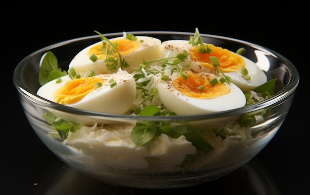 Perfectly HalfBoiled Eggs Served in a Bowl Generative By Ai