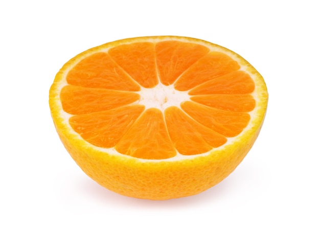 Perfectly retouched sliced orange isolated on the white background with clipping path.