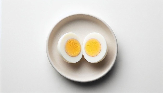 A Perfectly Sliced Hard Boiled Egg On A White Surface