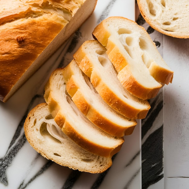 Photo perfectly sliced milk bread with soft fluffy texture