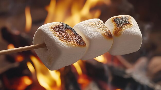 Photo perfectly toasted marshmallows a cozy campfire treat