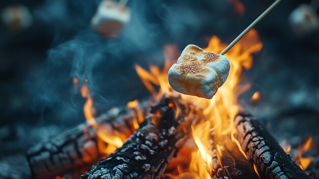 Photo perfectly toasted marshmallows a cozy campfire treat