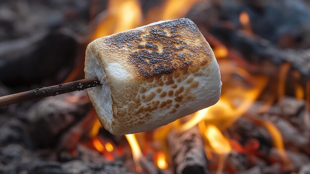 Photo perfectly toasted marshmallows a cozy campfire treat