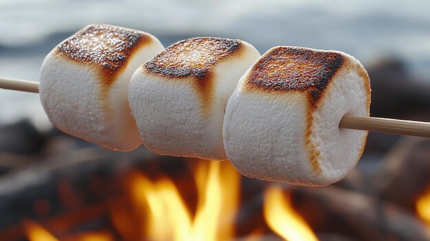 Photo perfectly toasted marshmallows a cozy campfire treat