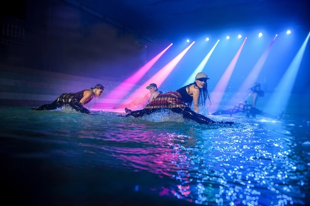 Performance on the water of a dance group