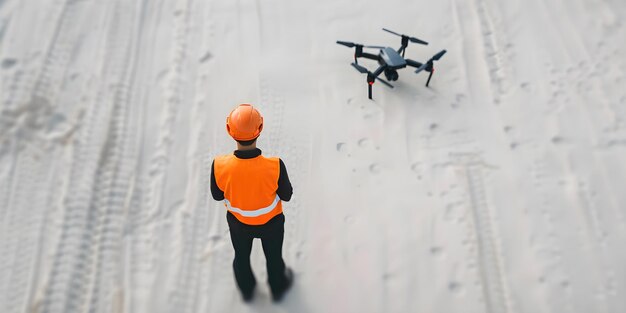 Photo performing an aerial site inspection with a drone concept drone technology aerial imaging site inspection remote monitoring precision surveying