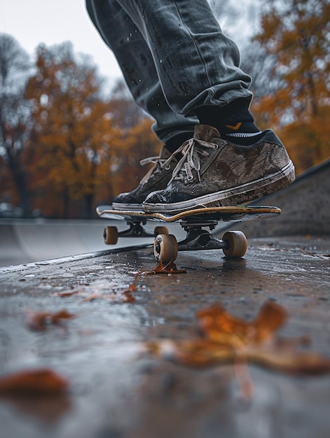 Photo performing tricks on a smooth surface in an action sports arena