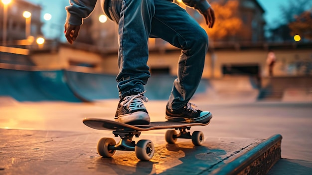 Performing tricks on a smooth surface in an urban skate facility