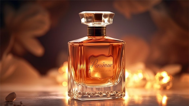 Perfume bottle on bokeh background 3d rendering