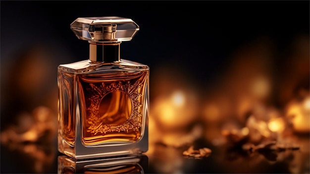 Perfume bottle on bokeh background 3d rendering